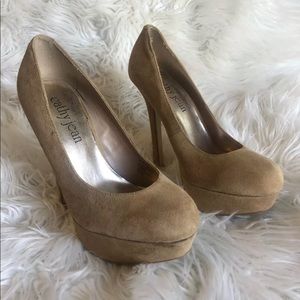 Cathy Jeans Heels Round Toe Size 5.5 M Suede